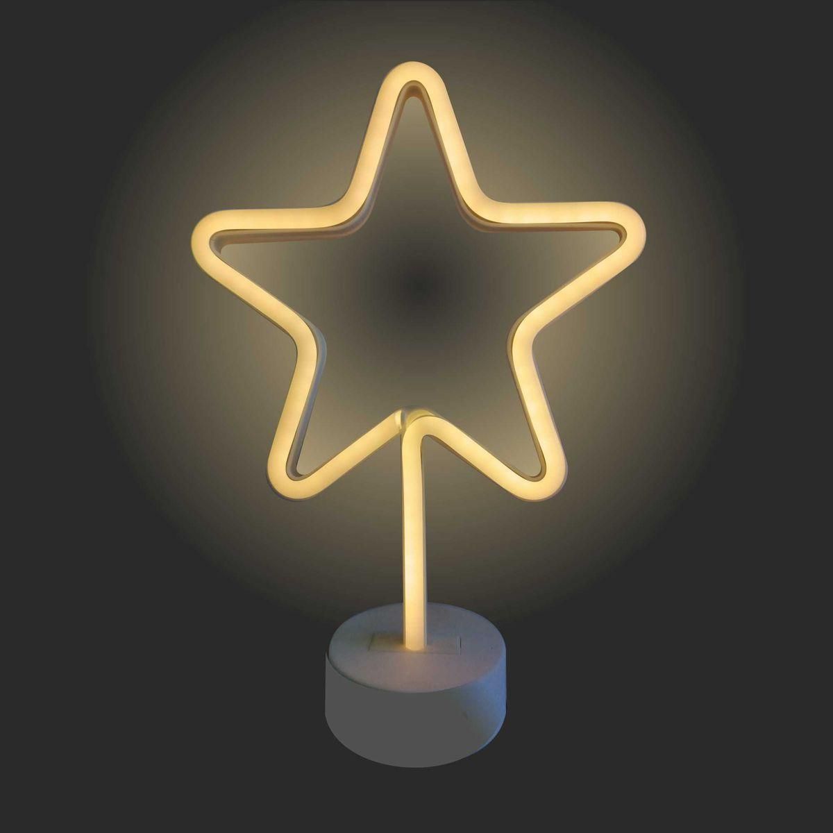 Светодиодный настольный неоновый светильник "Звезда", 3Вт, питание 3*АА, цвет свечения желтый - Фото 11