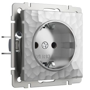 Розетка с заземлением и шторками (hammer серебряный) Werkel W1271106
