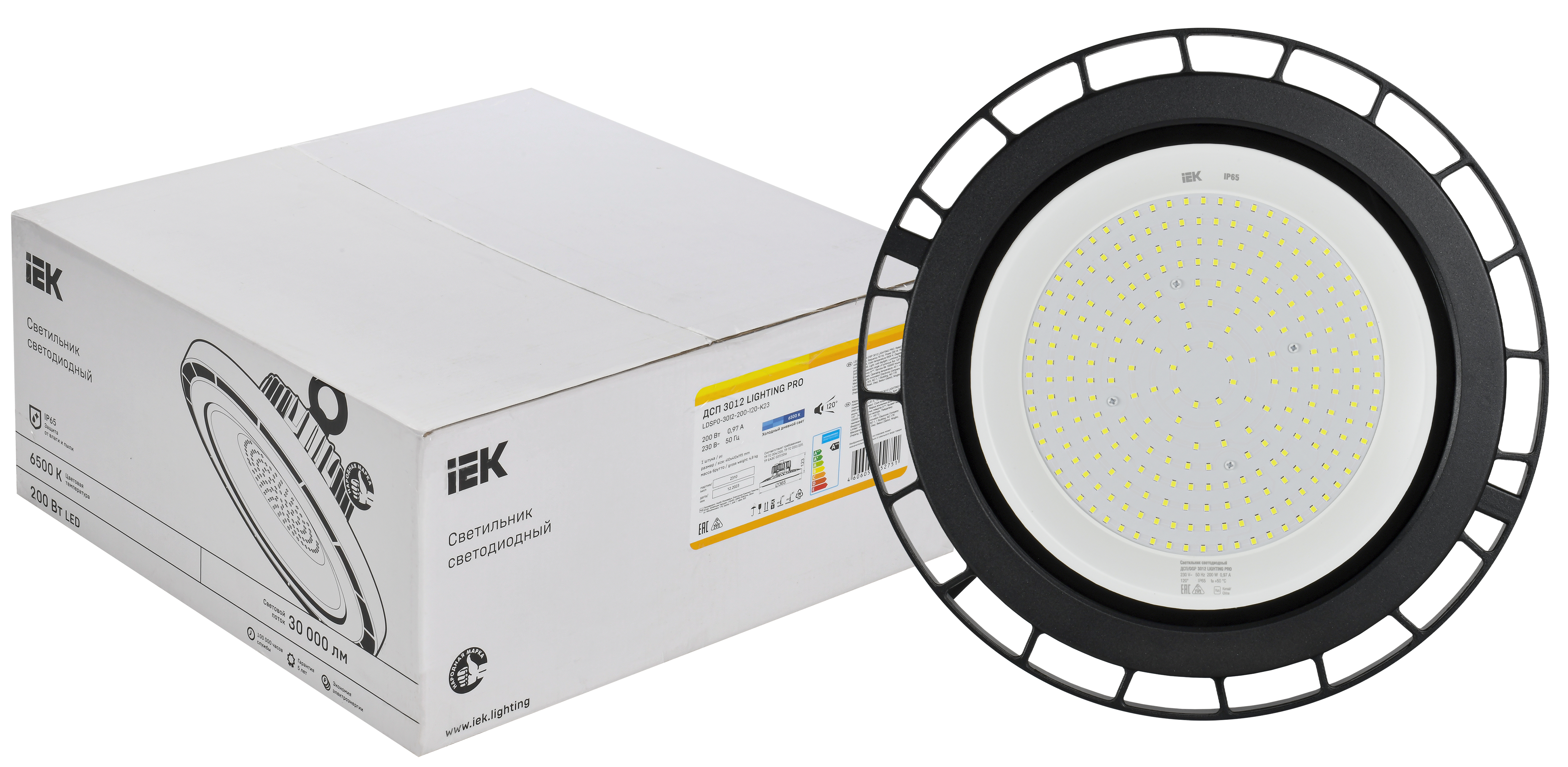 Светильник светодиодный ДСП 3012 PRO 200Вт 120град 6500К IP65 алюминий IEK - Фото 3