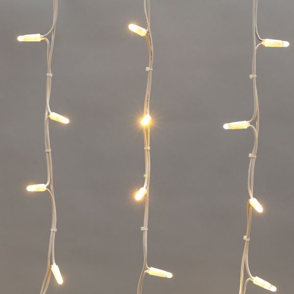 Гирлянда светодиодная Бахрома (Айсикл), 5,6x0,9м, 240 LED ТЕПЛЫЙ БЕЛЫЙ, белый КАУЧУК 3,3мм, IP67, эф - Фото 4