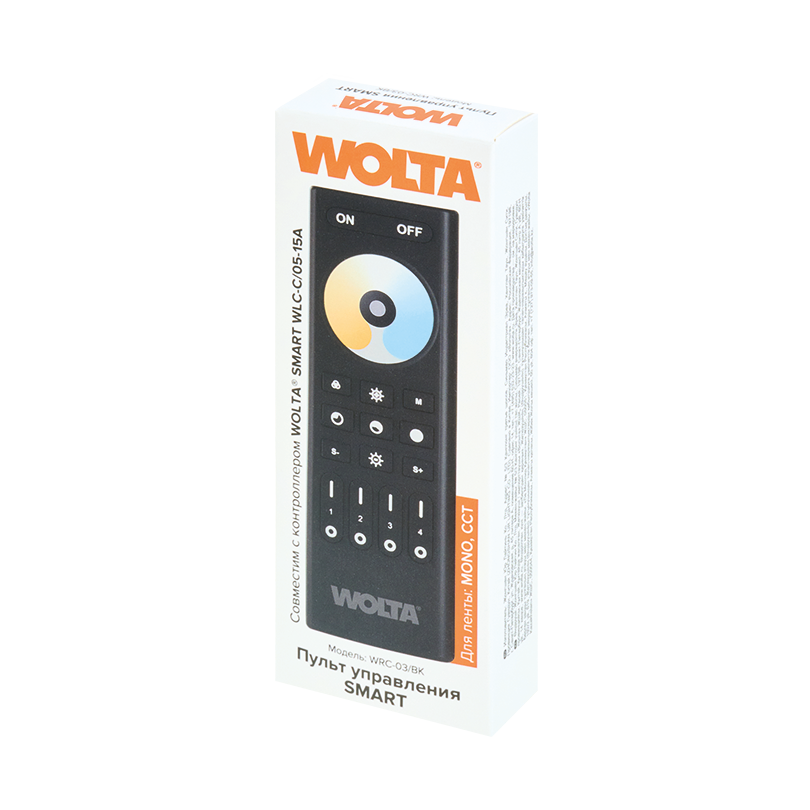 Пульт SMART WOLTA WRC-03/BK для лент MONO/CCT 4 зоны IP20 2,4ГГц черный 140х45,8х17мм 1/100 - Фото 3