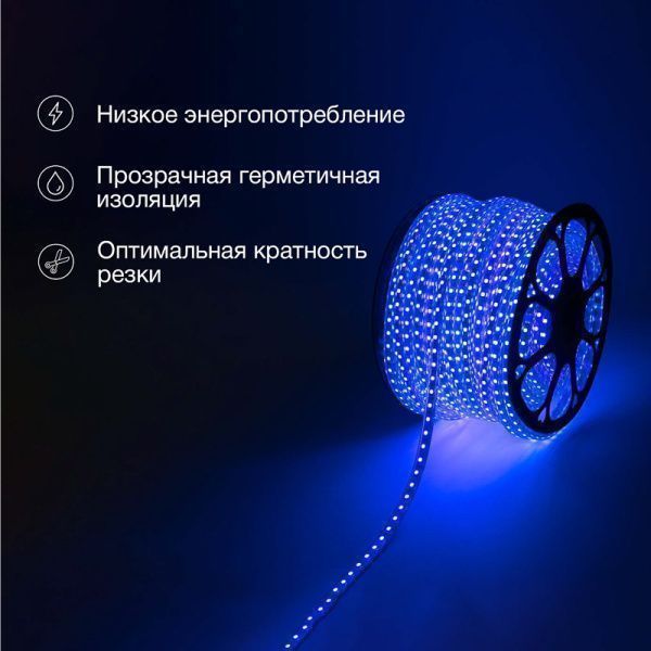 Лента светодиодная 220В, SMD5050, 60 LED/м, синий, 13х8мм, IP67 NEON-NIGHT - Фото 5
