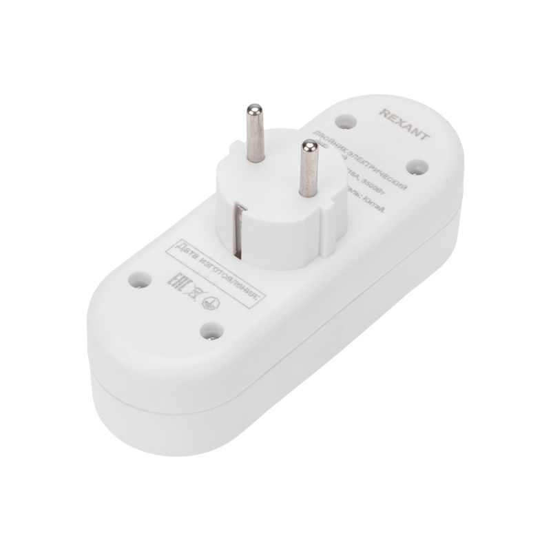 Двойник электрический линейный 16А с/з + 2 USB-порта, 2,4 А, белый REXANT - Фото 3