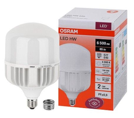 Лампа светодиодная LED HW T, 65Вт, 6500лм, 4000К, цоколь E27/E40 OSRAM