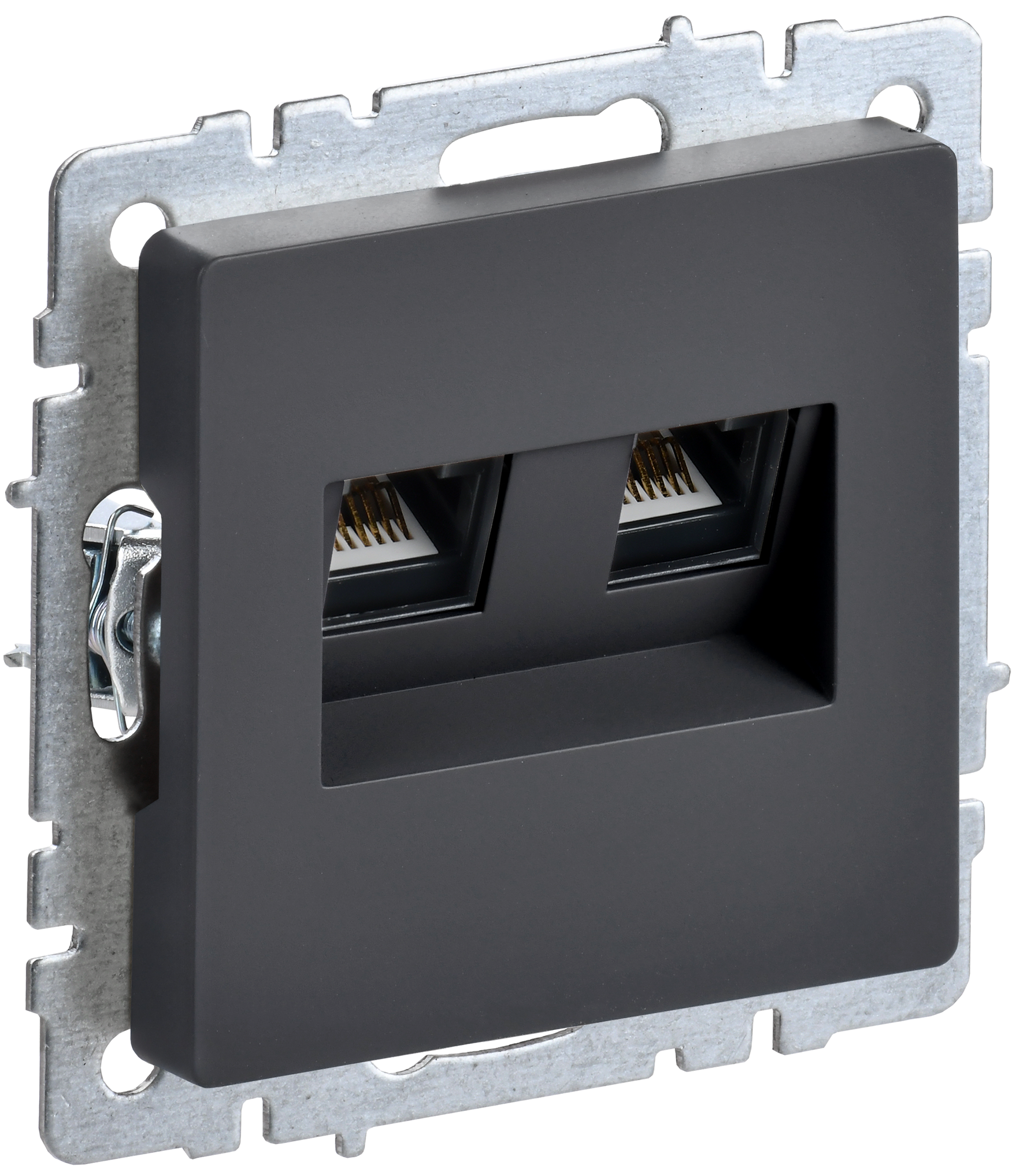 BRITE Розетка компьютерная двойная RJ45 кат.6 РК11-2-БрГ графит IEK