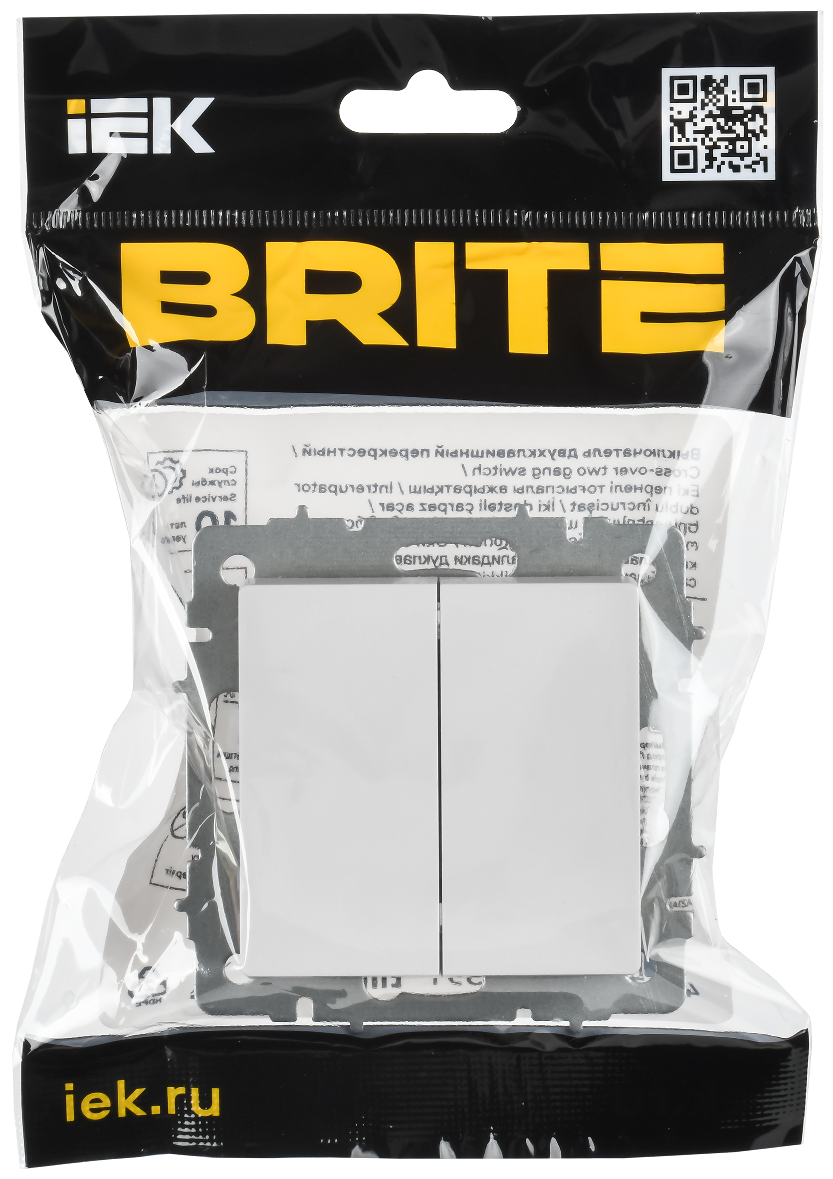BRITE Выключатель 2-клавишный перекрестный 10А ВС10-2-3-БрБ белый IEK - Фото 2