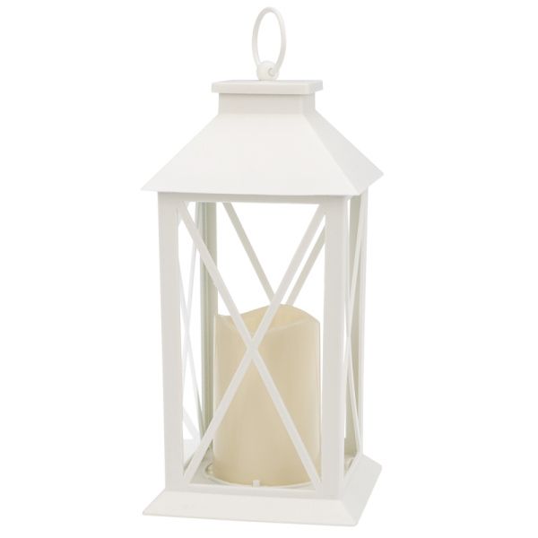 Декоративный фонарь со свечой 14x14x29 см, белый корпус, теплый белый цвет свечения NEON-NIGHT - Фото 6