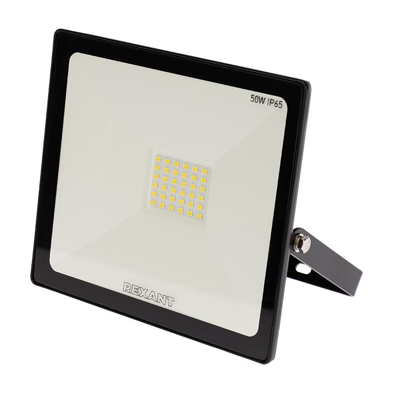 Прожектор светодиодный СДО 50Вт 4000Лм 6500К холодный свет, черный корпус REXANT 605-004