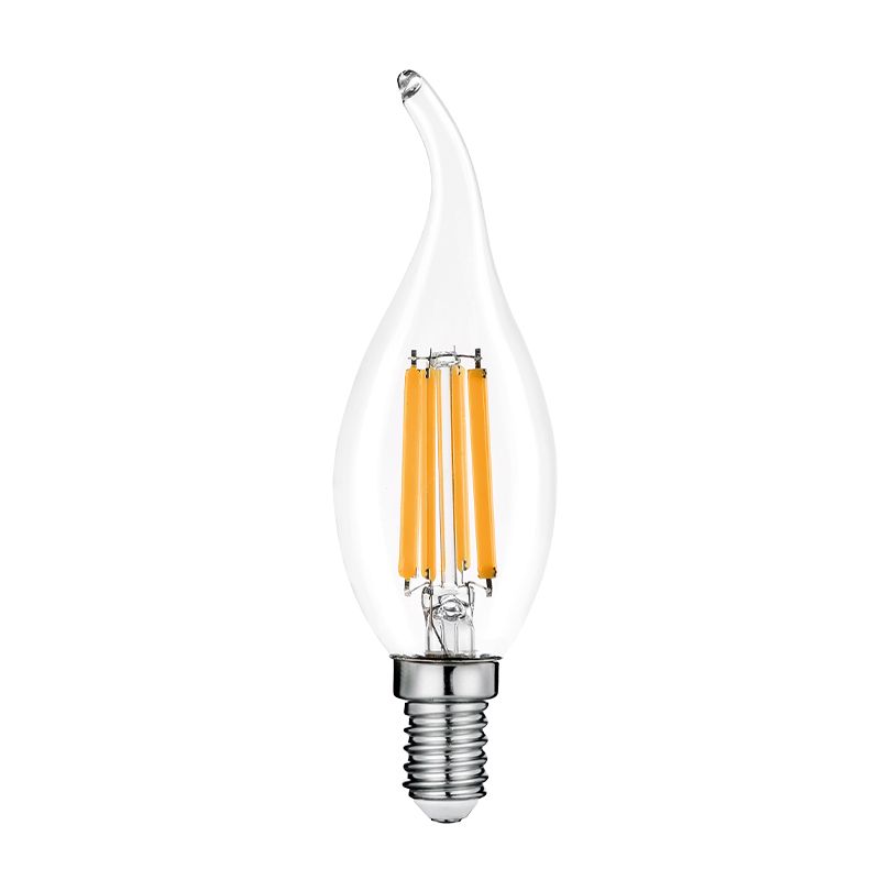 Светодиодная лампа WOLTA Filament, AC 210-240В, 50/60 Гц, прозрачное стекло, "Свеча на ветру", CT35, E14, 12 Вт 1050 лм, 6500 К, 1/10/100
