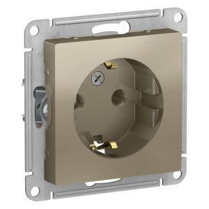 Розетка 1-м СП AtlasDesign 16А IP20 с заземл. механизм шампань SE ATN000543 ATN000543