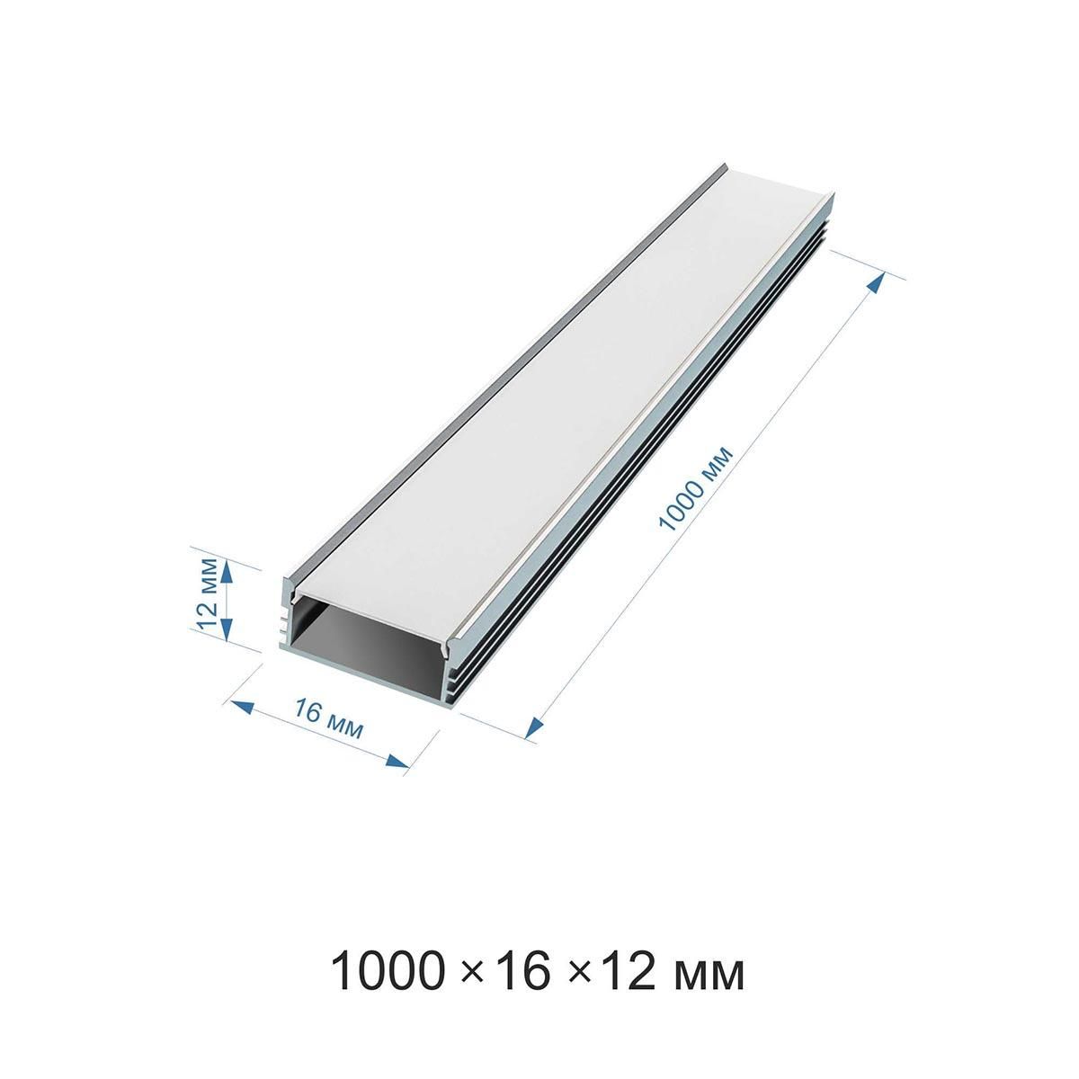 Профиль алюминиевый  П-образный , накладной, серебро, 16х12мм, 1м, шир. ленты до 10мм - Фото 4