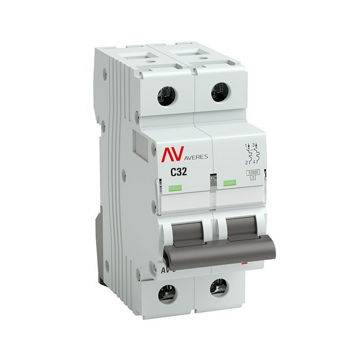 AV-10 2P 32A (C) 10kA EKF AVERES mcb10-2-32C-av