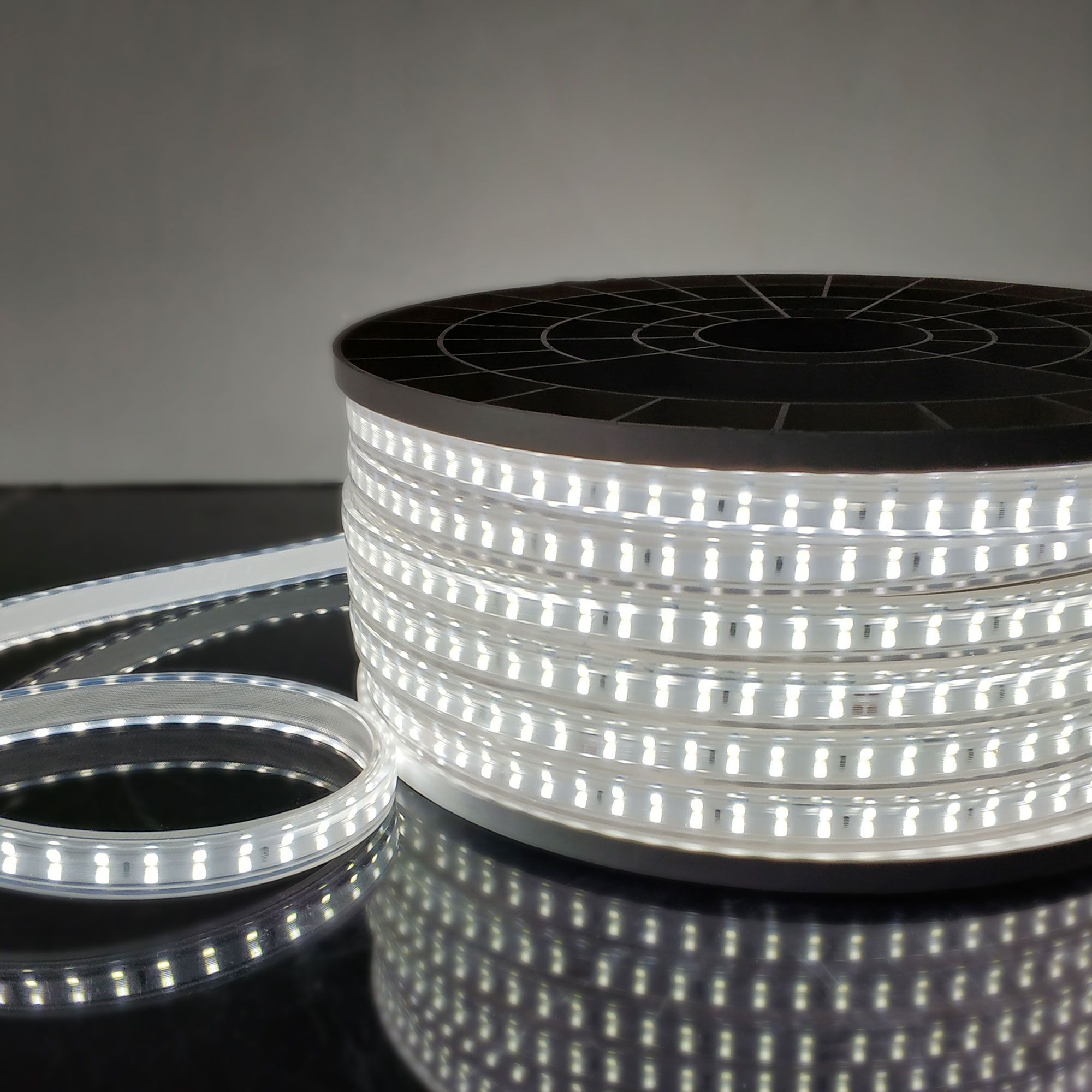 Лента светодиодная 220V 18W 180Led 2835 IP65, холодный белый, 50 м, двухрядная Elektrostandard
