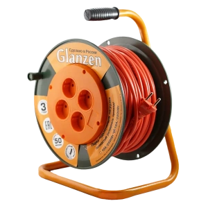 Удлинитель силовой на катушке GLANZEN 4 гн. ПВС 2х1,5 арт. EB-50-006 - Фото 2