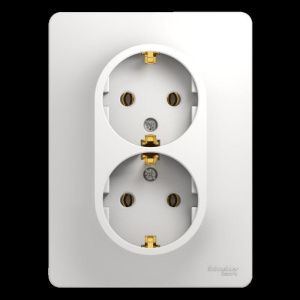 Розетка 2-м СП Glossa 16А IP20 с заземл. в сборе бел. SE GSL000124 GSL000124