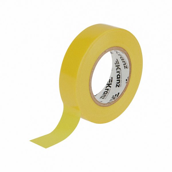 Изолента ПВХ 0,13х19 мм, 25 м, желтая KRANZ - Фото 2
