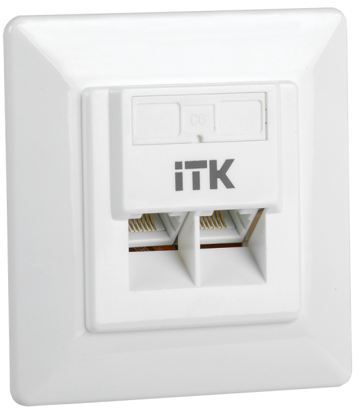 ITK Внутренняя информационная розетка RJ45 кат.6 UTP 2 порта для организации сети