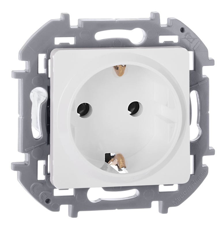 INSPIRIA Розетка 1-местная с заземлением без защитных шторок 16А белый 673720