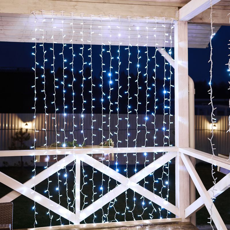 Гирлянда светодиодная Занавес 2х3м 600 LED БЕЛЫЙ белый ПВХ IP65 постоянное свечение 230В нужен блок 303-500-1 NEON-NIGHT - Фото 3