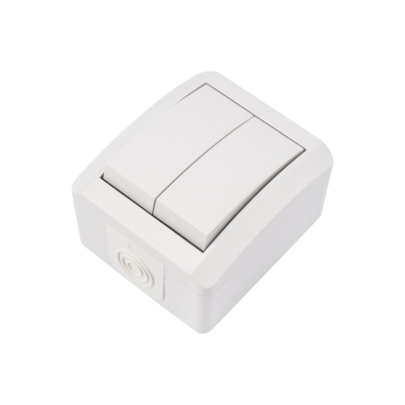 Выключатель двухклавишный INDUSTRIAL IP54 о/у, белый KRANZ KR-78-0832