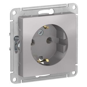 Розетка 1-м СП AtlasDesign 16А IP20 с заземл. механизм алюм. SE ATN000343 ATN000343