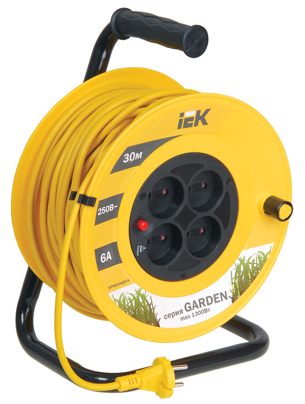 Катушка УК30 4 места без заземления с термозащитой 2х0,75мм2 "Garden" 30м IEK