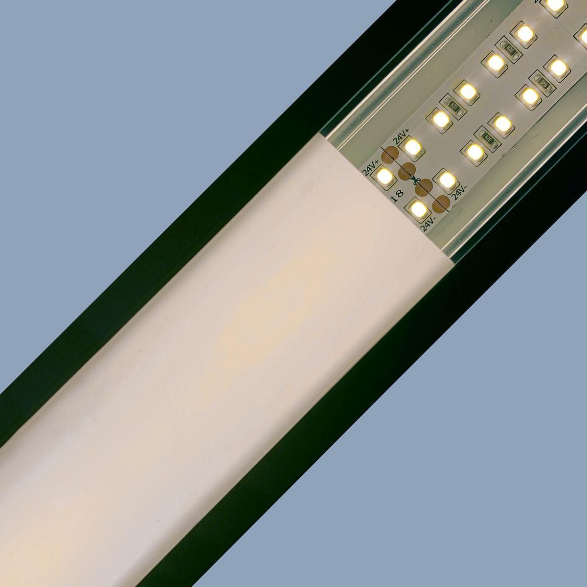 Профиль алюминиевый для светодиодной ленты, анод., встраиваемый, черный, 22х6мм, 2м, шир. ленты до 10мм, индивидуальная упаковка (рассеиватель белый м - Фото 6