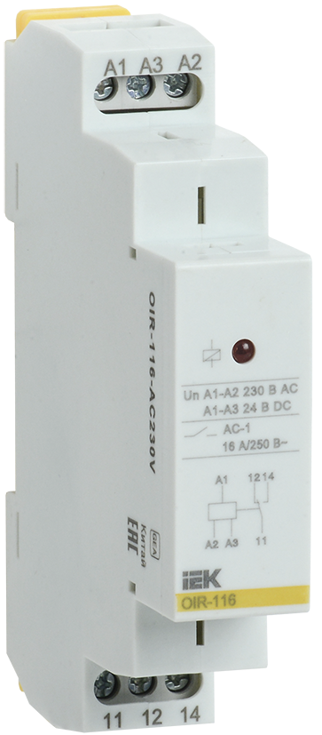 Реле промежуточное модульное OIR 1 контакт 16А 230В AC IEK