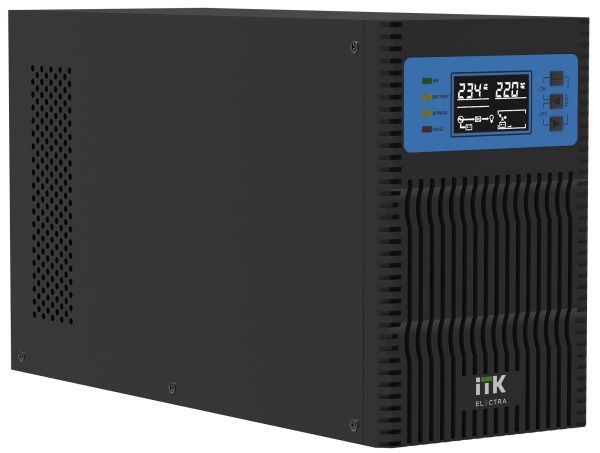 ITK ELECTRA OT ИБП однофазный онлайн 10кВА/10кВт LCD дисплей 192-240VDC клеммная колодка c АКБ 20х7AH USB EPO RS232 SNMP слот Tower