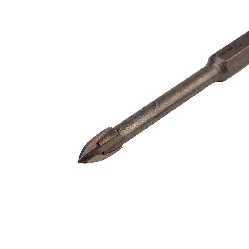 Сверло по стеклу и керамике  5 мм, 4 грани, шестигранный хвостовик Kranz - Фото 4