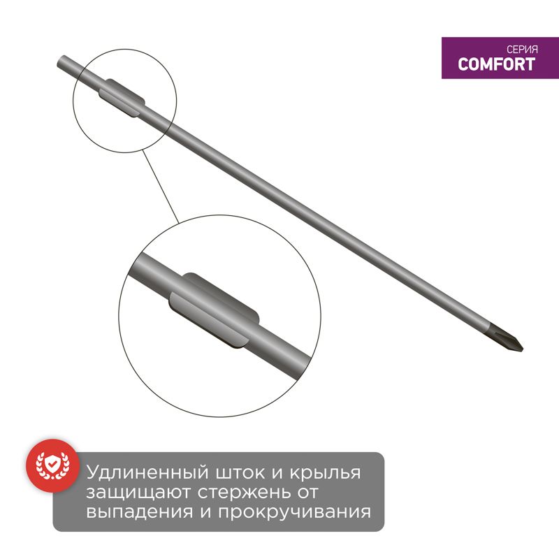Отвертка крестовая PZ2х100мм, двухкомпонентная рукоятка REXANT - Фото 4