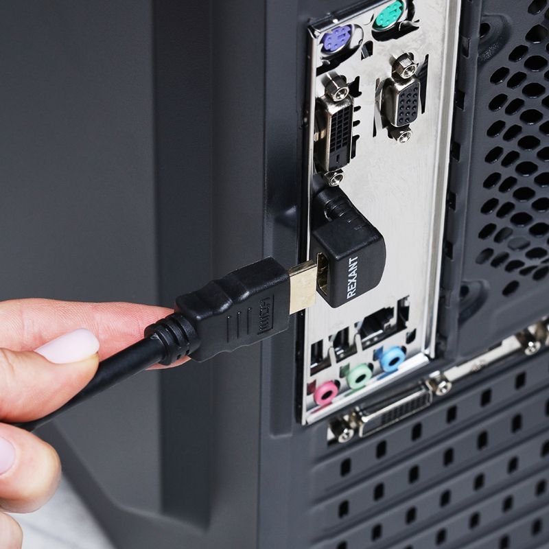 Переходник штекер HDMI - гнездо HDMI, угловой REXANT - Фото 4