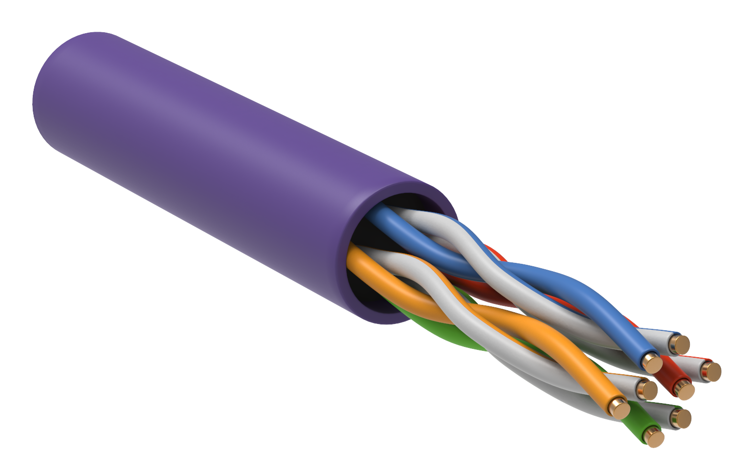 ITK Витая пара U/UTP кат.5E 4х2х24AWG solid LSZH нг(А)-HF фиолетовый (305м) LC1-C5E04-126