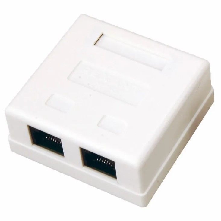 Розетка компьютерная 2-порта, UTP RJ-45, CAT 5e, внешняя DEKRON DEK1303-0002