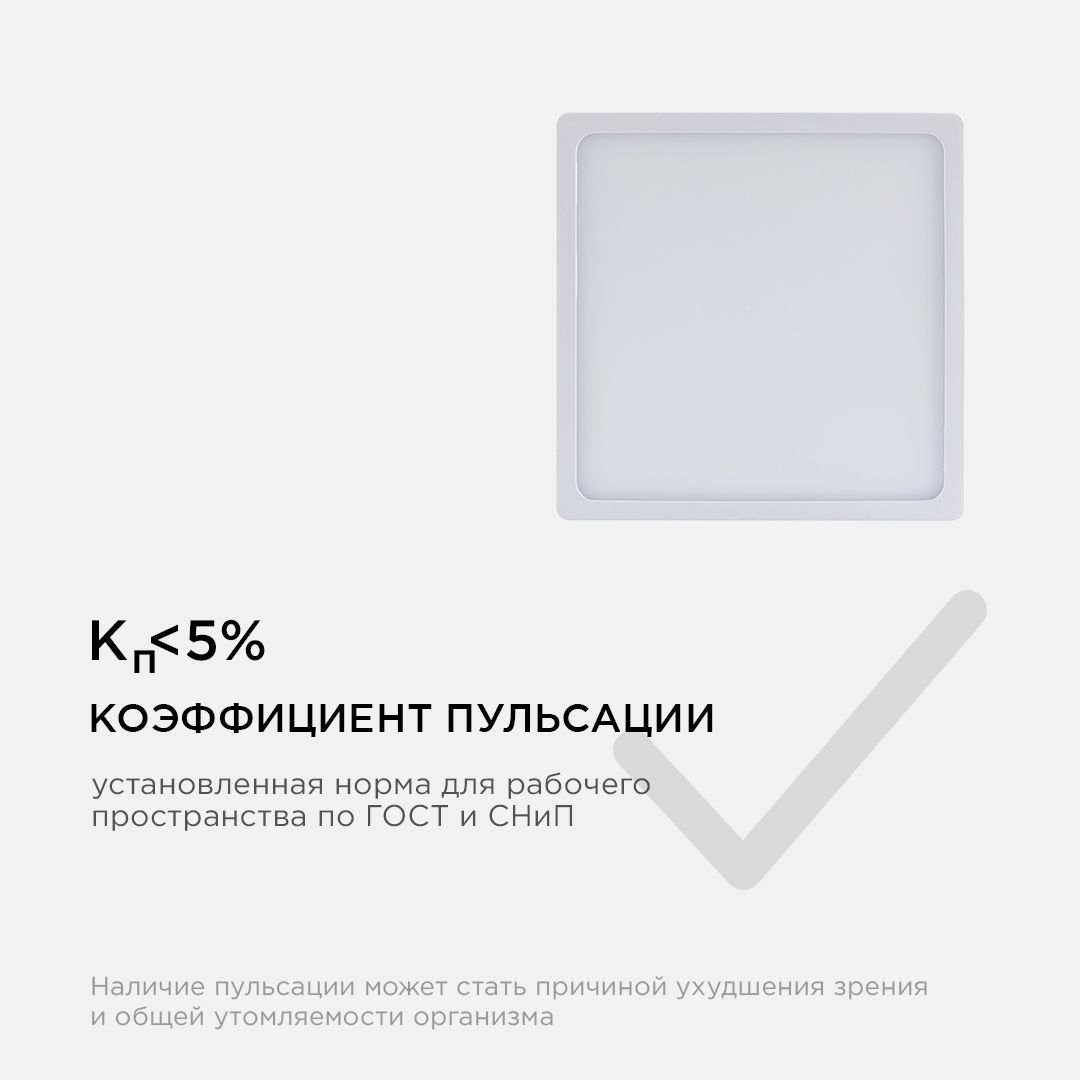 Панель светодиодная накладная квадратная 15Вт, 1200Лм, 145х145мм, 2700К, Apeyron - Фото 11
