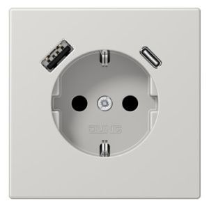 Розетка SCHUKO® 16A с USB-зарядкой тип (A+C) - LS (светло-серый)