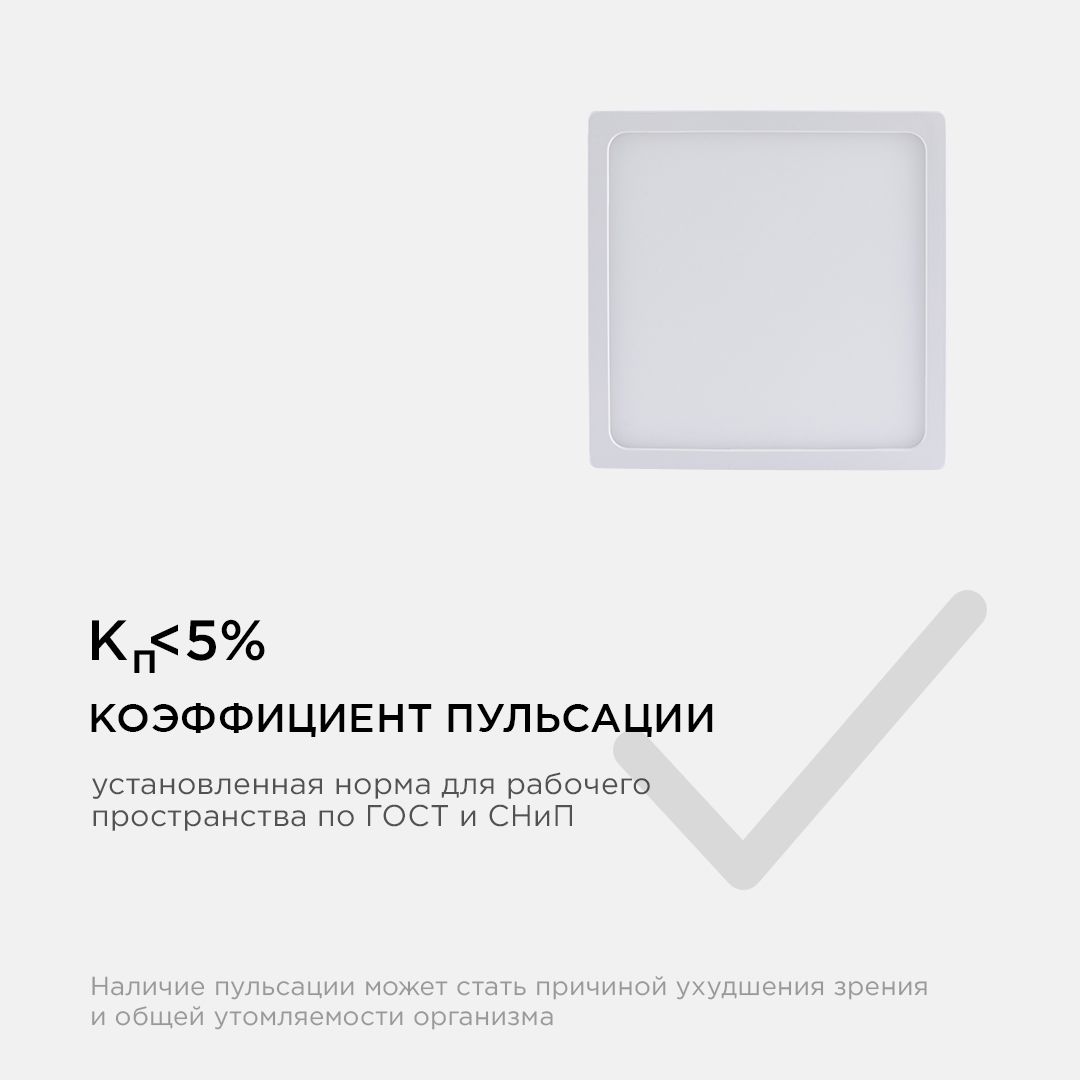 Панель светодиодная накладная квадратная 12Вт, 960Лм, 120х120мм, 6500К, Apeyron - Фото 11