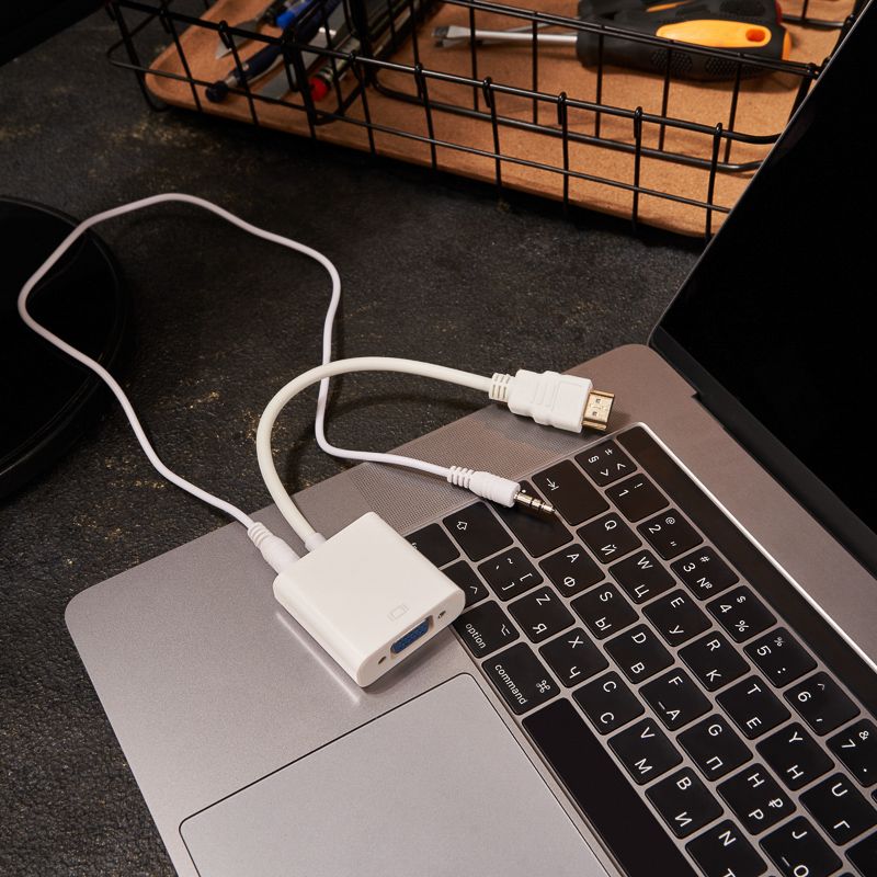 Переходник штекер HDMI - гнездо VGA, провод + шнур стерео 3,5мм REXANT - Фото 2