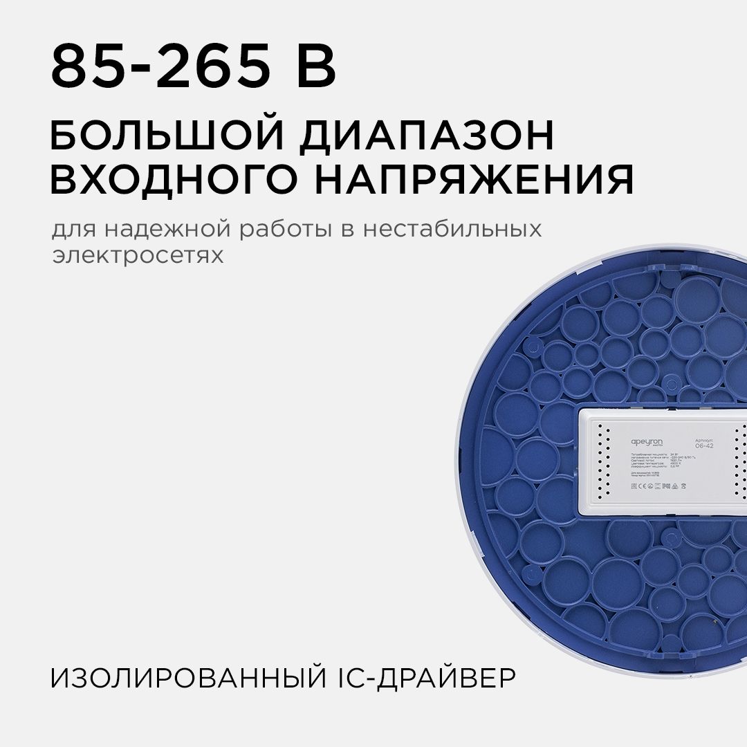 Панель светодиодная накладная круглая 24Вт, 1920Лм, Ф220мм, 4500К, Apeyron - Фото 4