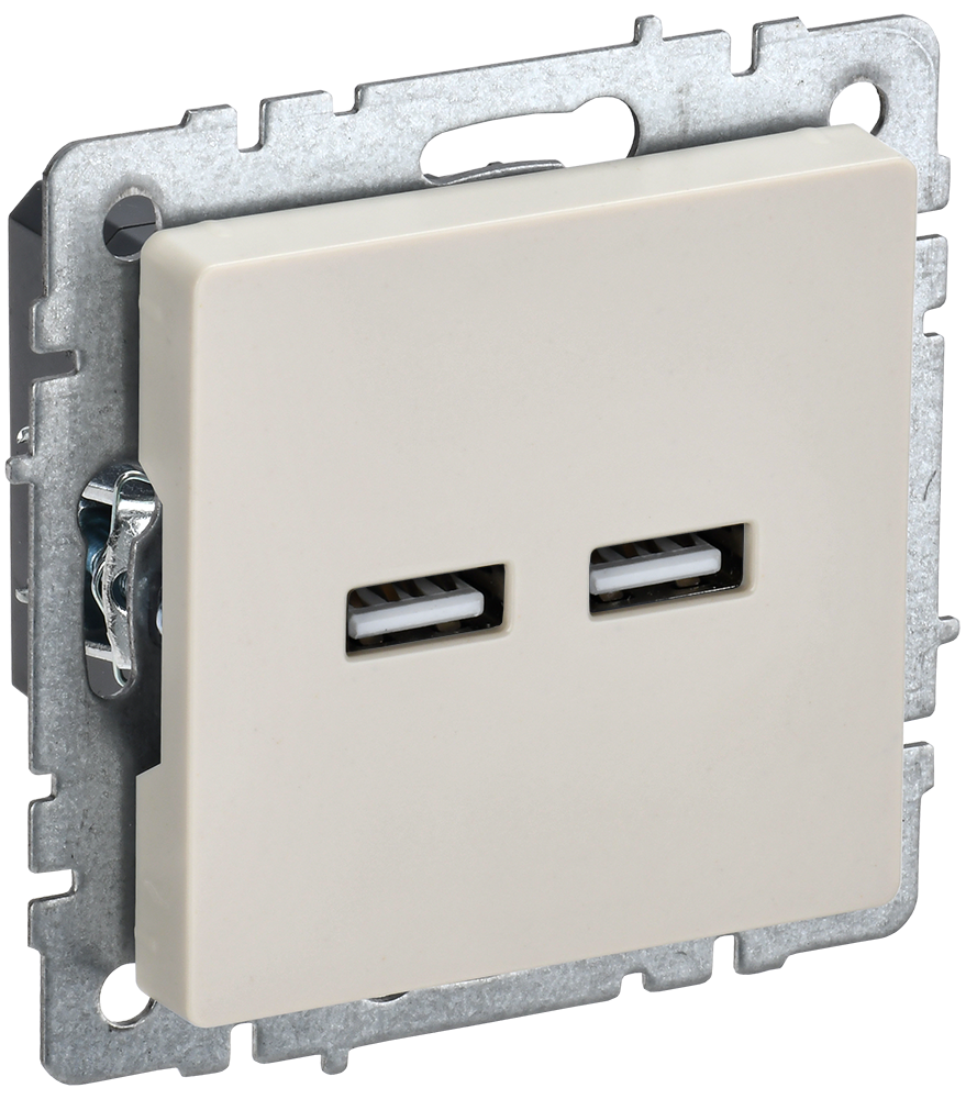 BRITE Розетка USB A+A 5В 3,1А РЮ10-1-БрКр бежевый IEK BR-U21-D31-K10