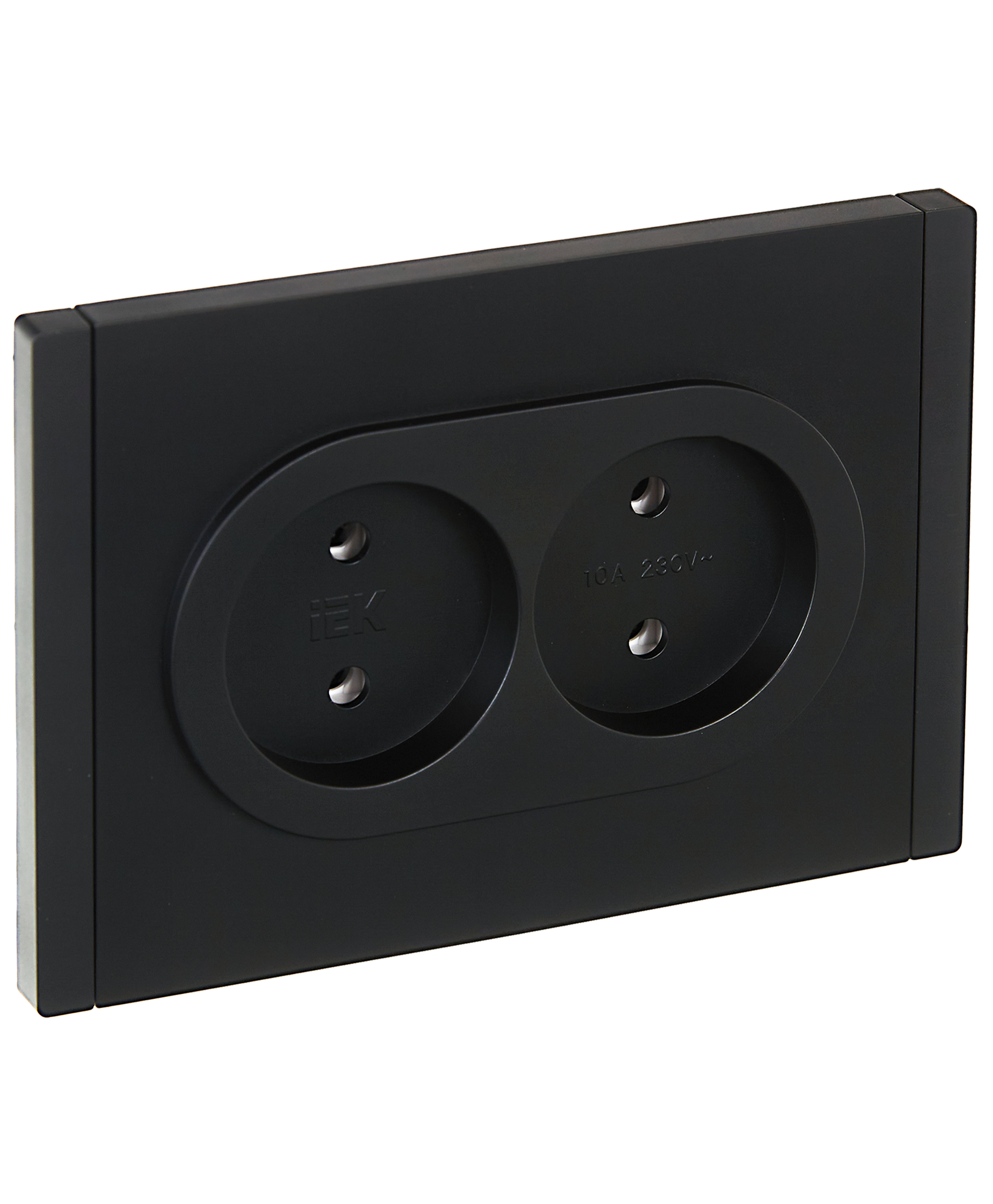 FORTE&PIANO Розетка 2-местная без заземления без защитных шторок безвинтовое крепление 10А FP126 черный IEK