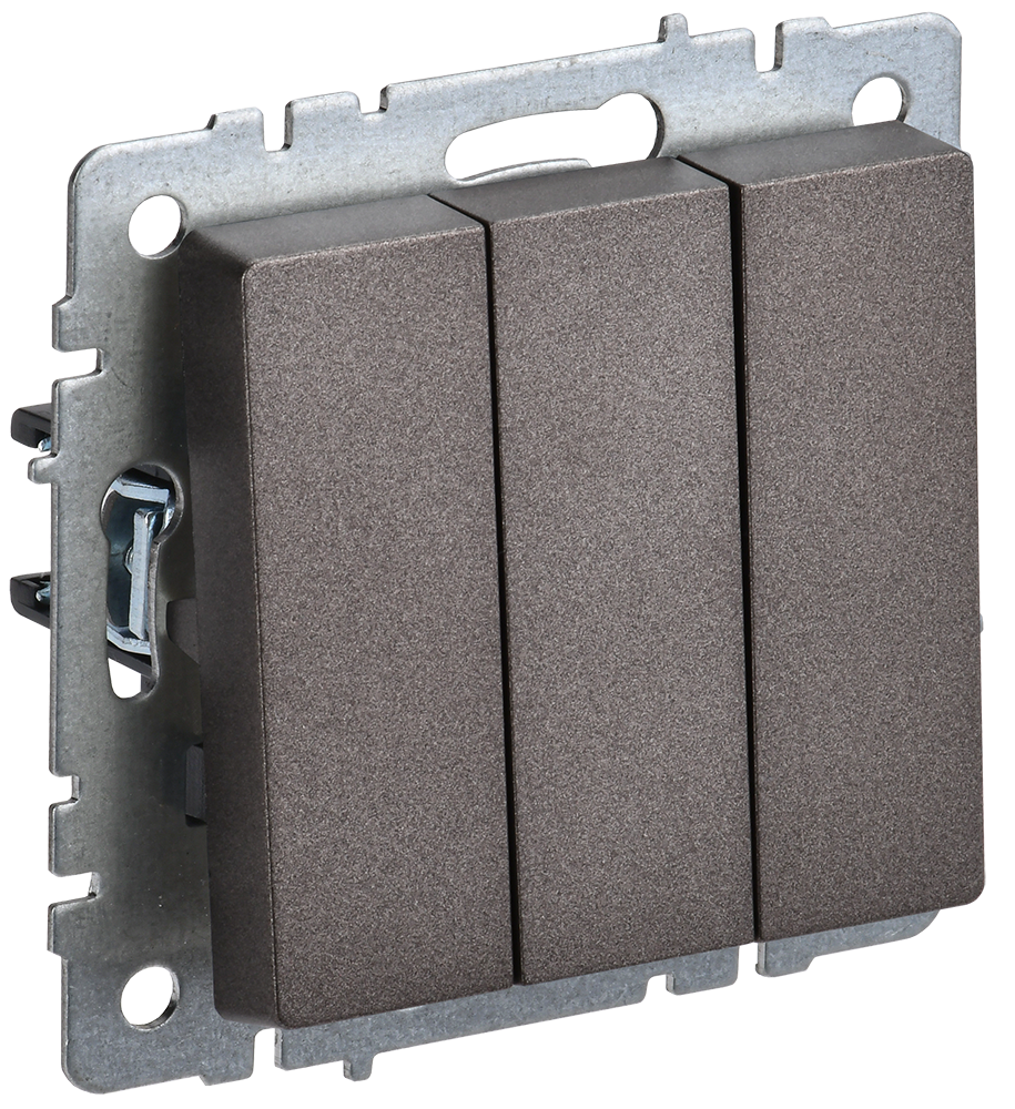 BRITE Выключатель 3-клавишный 10А ВС10-3-0-БрТБ темная бронза IEK BR-V30-0-10-K45