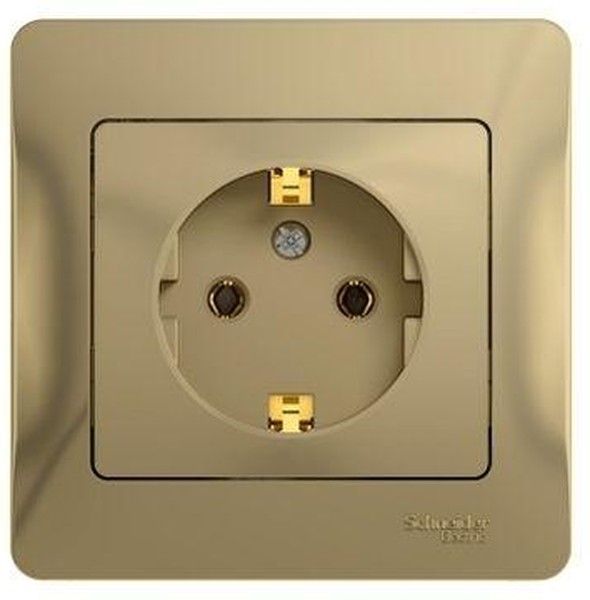 Розетка 1-м СП Glossa 16А IP20 с заземл. в сборе титан SE GSL000442