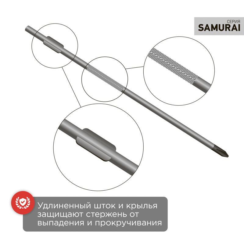 Отвертка крестовая PH2х125мм, трехкомпонентная рукоятка, сталь S2 REXANT - Фото 4