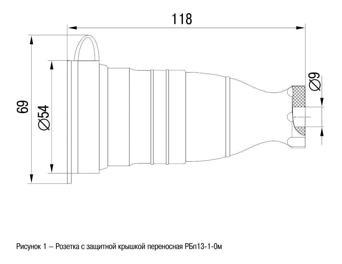 Розетка переносная РБп13-1-0м с защитной крышкой IP44 ОМЕГА IEK - Фото 3