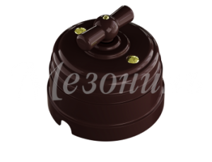 Выключатель ретро пластиковый поворотный на четыре положения (2-х клавишный), IP20, цвет - коричневы GE30401-04