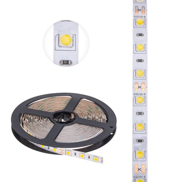 LED-лента 5 м 12 В 5050 2700 К IP23 60 LED/м для БП с клеммами LAMPER - Фото 2