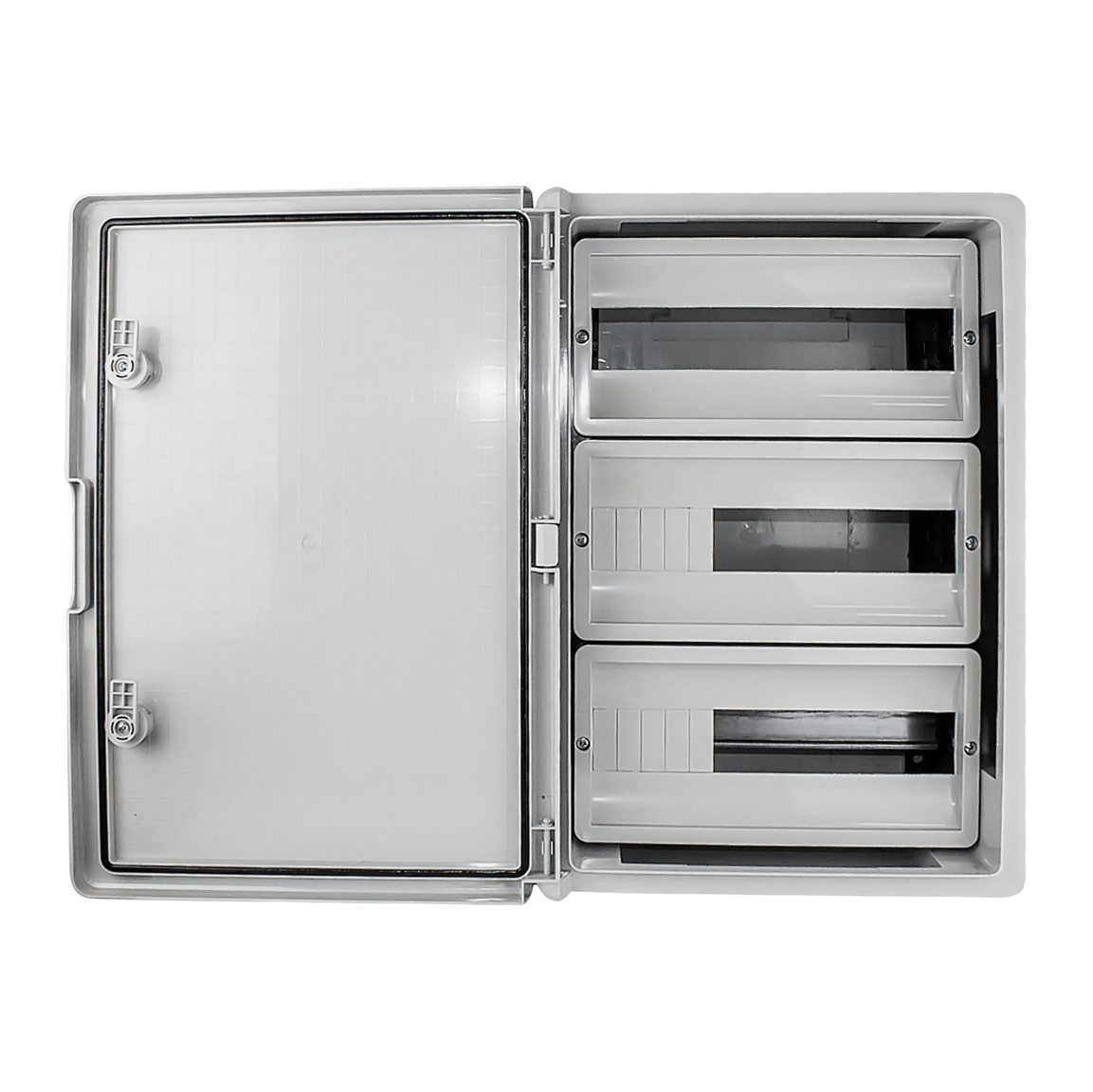 Корпус пластиковый КМПн-42 (3х14) 350х500х190 серая непрозрачная дверь IP65 DEKRON - Фото 3