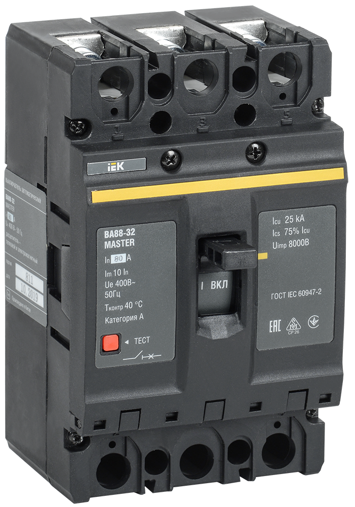 Выключатель автоматический ВА88-32 3Р 80А 25кА MASTER IEK SVA10-3-0080-02