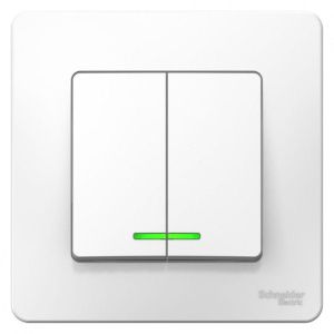 Выключатель 2-кл. СП Blanca 6А IP20 (сх. 5) 250В с подсветкой бел. SE BLNVS006511 1210249